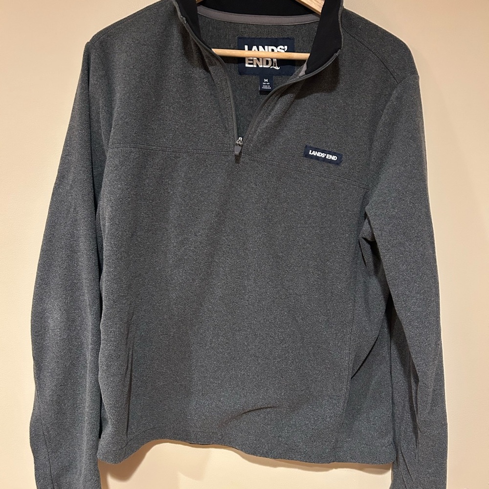 Grey Lightweight Quarter Zip Pullover Lands' End Men's Gray Fleece Sweater Med